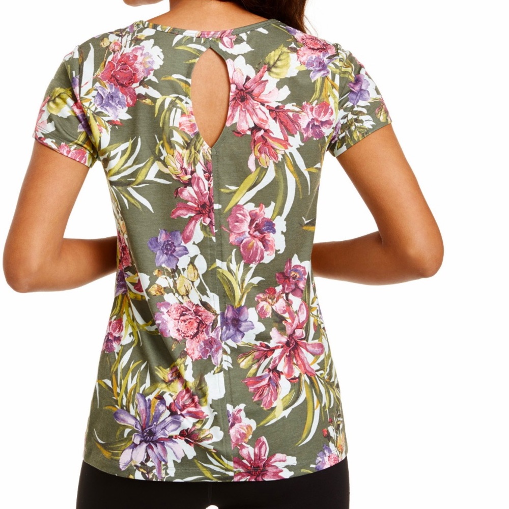 Ideology Floral print Keyhole Back Top Shirt M - Picture 3 of 8
